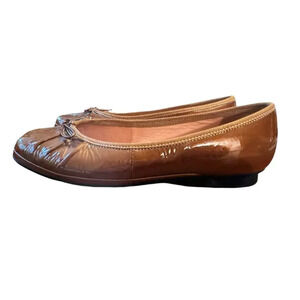 Geox Respira 7 Square toe ballet flats in patent brown leather